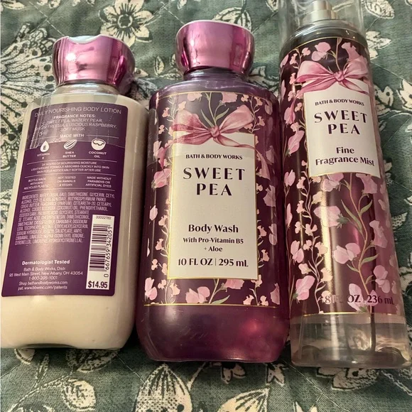 Bath & Body Works Sweet Pea Body Wash and Mist + Lotion Set - Pink and Purple - Picture 2 of 5